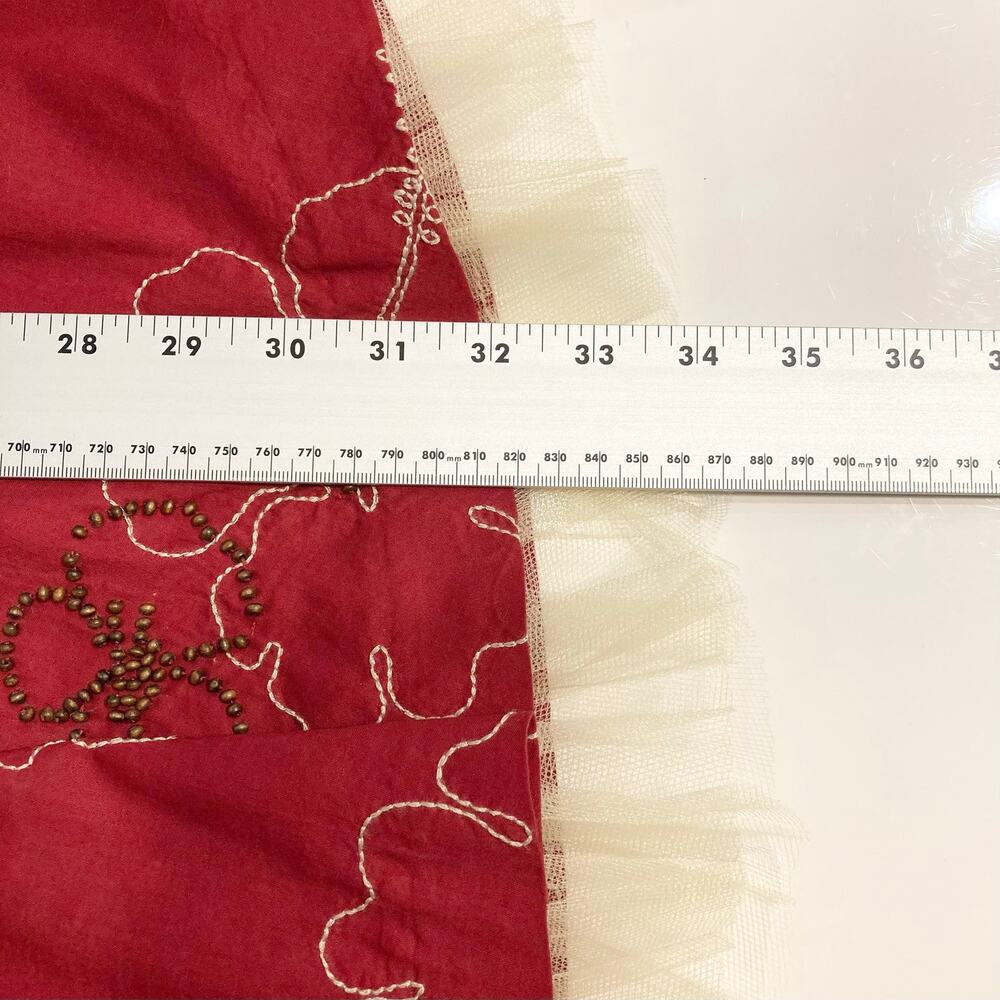 NWOT TIBI Dress 8 Merlot Beads Embroidery FitFlare Pleated Sweetheart-CuffedNeck - Picture 13 of 13